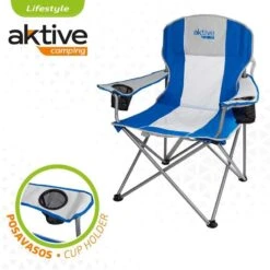 AKTIVE - Chaise De Camping XL Avec Porte-Gobelet, Accoudoirs Et Poignée -Équipement De Natation Boutique aktive chaise de camping xl avec porte gobelet accoudoirs et poignee 2