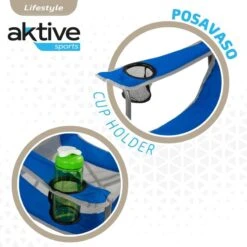 AKTIVE - Chaise Pliante Camping, 64,50 X 49,50 X 82 Cm, Bleu Et Gris -Équipement De Natation Boutique aktive chaise pliante camping 6450 x 4950 x 82 cm bleu et gris 2