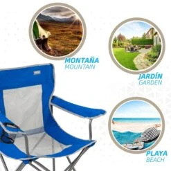 AKTIVE - Chaise Pliante Camping, 64,50 X 49,50 X 82 Cm, Bleu Et Gris -Équipement De Natation Boutique aktive chaise pliante camping 6450 x 4950 x 82 cm bleu et gris 4