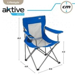 AKTIVE - Chaise Pliante Camping, 64,50 X 49,50 X 82 Cm, Bleu Et Gris -Équipement De Natation Boutique aktive chaise pliante camping 6450 x 4950 x 82 cm bleu et gris 5