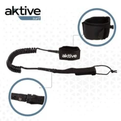 AKTIVE Leash Paddle Surf Spiral, Double Goujon Pivotant, Néoprène, 305 Cm, Noir -Équipement De Natation Boutique aktive leash paddle surf spiral double goujon pivotant neoprene 305 cm noir 3
