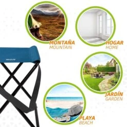 AKTIVE Tabouret Pliable, Chaise Camping, Résistant, Acier, 32x27x45 Cm, Bleu -Équipement De Natation Boutique aktive tabouret pliable chaise camping resistant acier 32x27x45 cm bleu 3