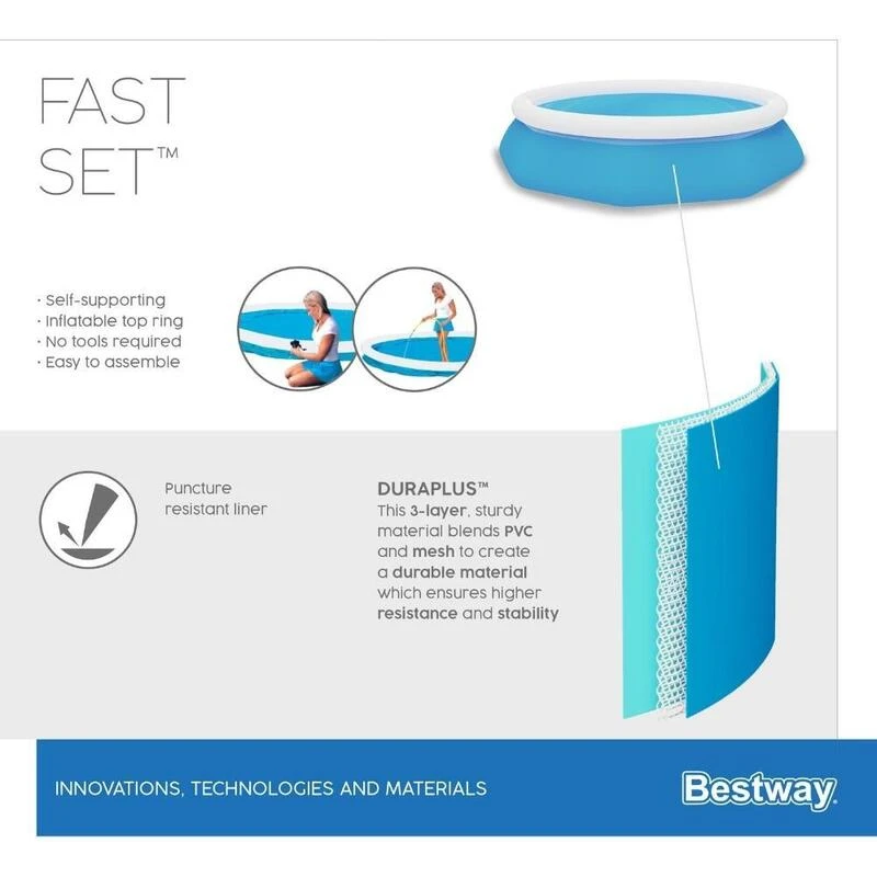 Bestway - Fast Set - Piscine Gonflable - 305x76 Cm - Ronde 7 Bestway - Fast Set - Piscine Gonflable - 305x76 Cm - Ronde – Image 7