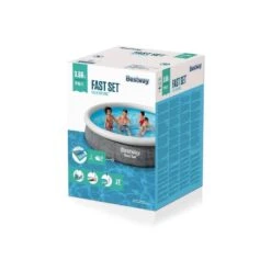Bestway - Fast Set - Piscine Gonflable - 366x76 Cm - Impression Rotin - Ronde -Équipement De Natation Boutique bestway fast set piscine gonflable 366x76 cm impression rotin ronde 3