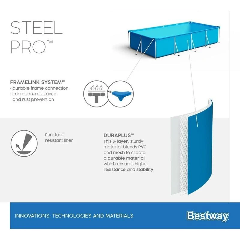 Bestway Piscine Steel Pro + Pompe Filtre 300 X 201 X 66 Cm 7 Bestway Piscine Steel Pro + Pompe Filtre 300 X 201 X 66 Cm – Image 7