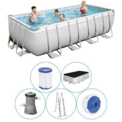 Bestway - Power Steel - Piscine Tubulaire - 488x244x122 Cm - Rectangulaire