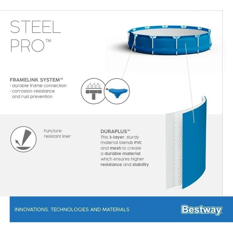 Bestway - Steel Pro - Piscine Tubulaire - 396x84 Cm - Ronde 7 Bestway - Steel Pro - Piscine Tubulaire - 396x84 Cm - Ronde – Image 7