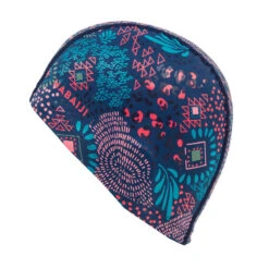 Bonnet De Bain En Maille Enduite - Tissu Imprimé - Taille L - Canopa Bleu Rose -Équipement De Natation Boutique bonnet de bain en maille enduite tissu imprime taille l canopa bleu rose 2
