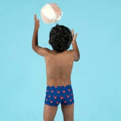 Boxer De Bain Bébé / Enfant Bleu Imprimé CRABES -Équipement De Natation Boutique boxer de bain bebe enfant bleu imprime crabes 2