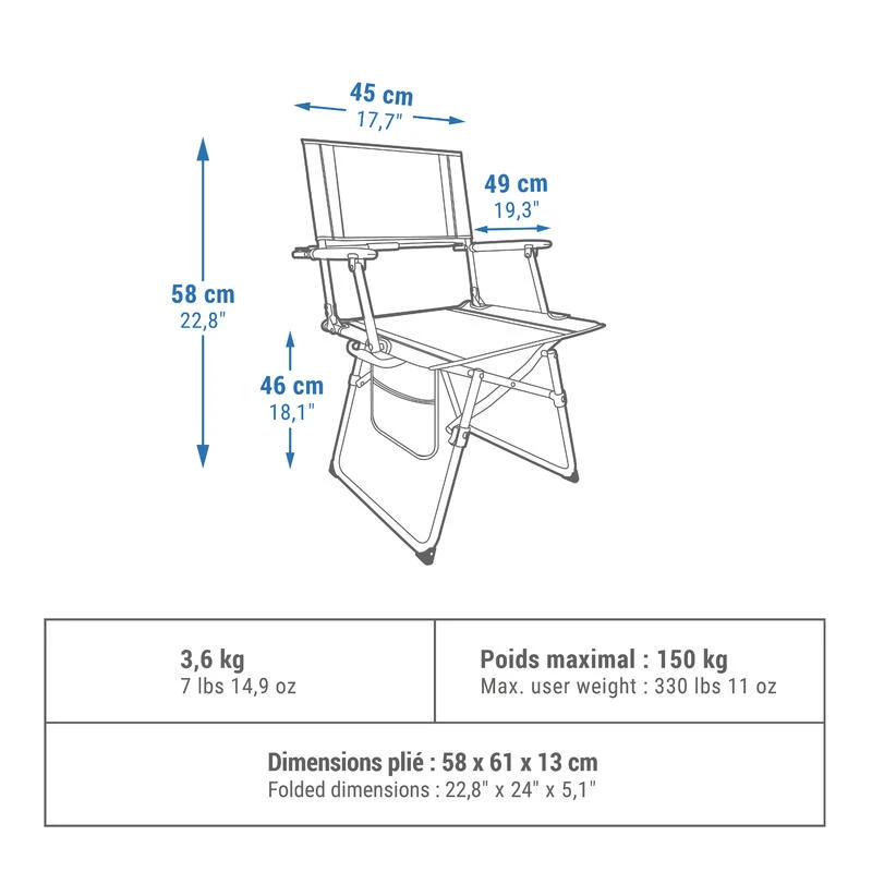 Quechua CHAISE DE TABLE PLIANTE ET CONFORTABLE POUR LE CAMPING 2 Quechua CHAISE DE TABLE PLIANTE ET CONFORTABLE POUR LE CAMPING – Image 2