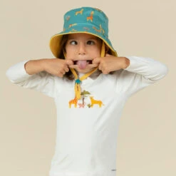 Chapeau Anti UV Bébé Réversible Jaune Et Bleu Imprimé SAVANE -Équipement De Natation Boutique chapeau anti uv bebe reversible jaune et bleu imprime savane 2