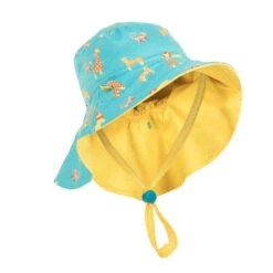 Chapeau Anti UV Bébé Réversible Jaune Et Bleu Imprimé SAVANE -Équipement De Natation Boutique chapeau anti uv bebe reversible jaune et bleu imprime savane 5