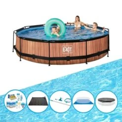EXIT TOYS EXIT Piscine Timber Style - Frame Pool ø360x76cm - Accessoires Inclus