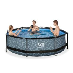 EXIT TOYS EXIT Stone Piscine ø300x76cm Avec Pompe De Filtration - Gris