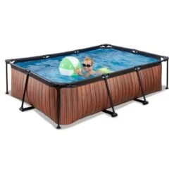 EXIT TOYS EXIT Wood Piscine 220x150x65cm Avec Pompe De Filtration - Brun