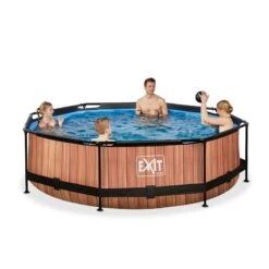 EXIT TOYS EXIT Wood Piscine ø300x76cm Avec Pompe De Filtration - Brun