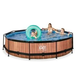 EXIT TOYS EXIT Wood Piscine ø360x76cm Avec Pompe De Filtration - Brun