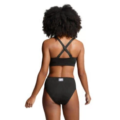 Haut De Bikini à Encolure Côtelée Dégagée Pour Femme PUMA Noir -Équipement De Natation Boutique haut de bikini a encolure cotelee degagee pour femme puma noir 2