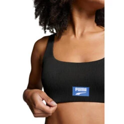 Haut De Bikini à Encolure Côtelée Dégagée Pour Femme PUMA Noir -Équipement De Natation Boutique haut de bikini a encolure cotelee degagee pour femme puma noir 3