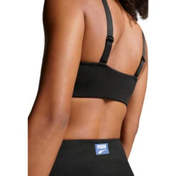Haut De Bikini à Encolure Côtelée Dégagée Pour Femme PUMA Noir -Équipement De Natation Boutique haut de bikini a encolure cotelee degagee pour femme puma noir 4