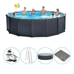 Intex - Graphite Gray Panel - Piscine - 478x124 Cm - Ronde - Piscine Intérieure