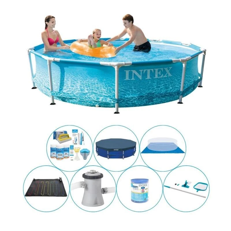 Intex Metal Frame Ronde Plage 305x76 Cm - Pack De Piscine 1 Intex Metal Frame Ronde Plage 305x76 Cm - Pack De Piscine