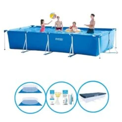 Intex Piscine Rectangular Frame 450x220x84 Cm - Avec Des Accessoires