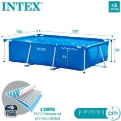 Intex - Rectangular Frame - Piscine - 220x150x60 Cm - Rectangulaire -Équipement De Natation Boutique intex rectangular frame piscine 220x150x60 cm rectangulaire 4
