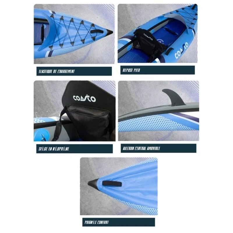 Kayak Gonflable Lotus 1 Place - Max 120kg - 310x85cm (10'2x33") - Bleu 2 Kayak Gonflable Lotus 1 Place - Max 120kg - 310x85cm (10'2x33") - Bleu – Image 2