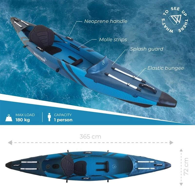 Kayak Gonflable TORPEDO 1P HP - 365cm/12'x72cm/28' - DropStitch MAX 180 Kg 2 Kayak Gonflable TORPEDO 1P HP - 365cm/12'x72cm/28' - DropStitch MAX 180 Kg – Image 2