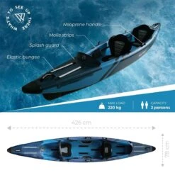 Kayak Gonflable TORPEDO 2P HP - 426cm/13'9x78cm/31' - DropStitch MAX 220 Kg -Équipement De Natation Boutique kayak gonflable torpedo 2p hp 426cm139x78cm31 dropstitch max 220 kg 3