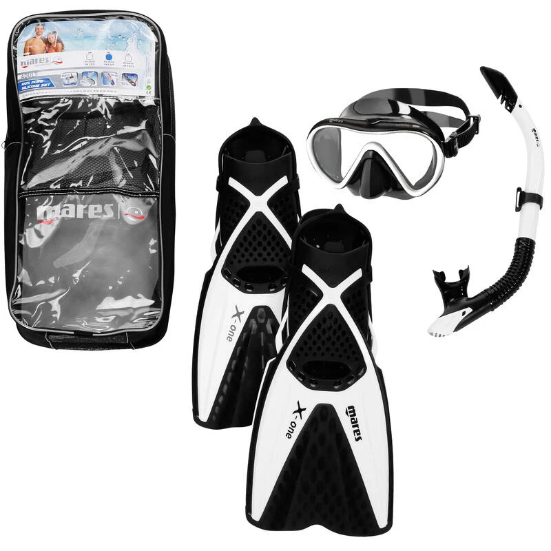 Mares Kit D'apnée Freediving PMT Palmes Masque Tuba Adulte X One Noir Blanc 1 Mares Kit D'apnée Freediving PMT Palmes Masque Tuba Adulte X One Noir Blanc