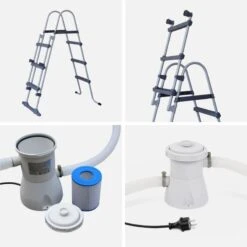 Kit Grande Piscine Tubulaire Topaze Grise, Piscine 4x2m, Pompe, Bâche, Tapis De -Équipement De Natation Boutique kit grande piscine tubulaire topaze grise piscine 4x2m pompe bache tapis de 4