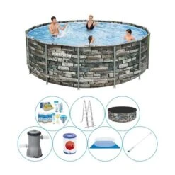 Offre Combinée De Piscine - Bestway Power Steel Ronde 427x122 Cm