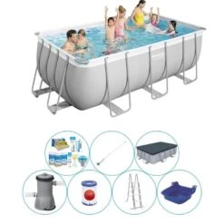 Paquet Confort De La Piscine - Bestway Power Steel Rectangulaire 412x201x122 Cm
