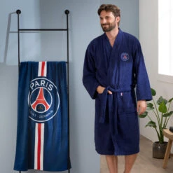Peignoir De Bain Adulte 100% Coton Football Paris - Ruban -Équipement De Natation Boutique peignoir de bain adulte 100 coton football paris ruban 2
