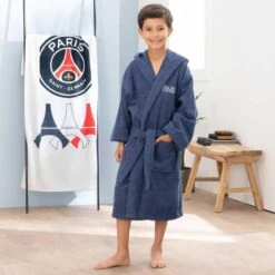 Peignoir De Bain Enfant 100% Coton Football Paris - Parisian -Équipement De Natation Boutique peignoir de bain enfant 100 coton football paris parisian 2