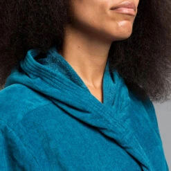 PEIGNOIR DE BAIN FEMME WATER POLO COTON EPAIS BLEU PAON -Équipement De Natation Boutique peignoir de bain femme water polo coton epais bleu paon 4