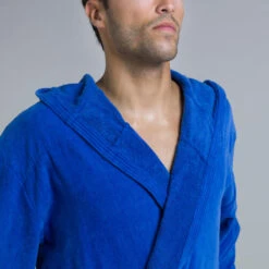 PEIGNOIR DE BAIN HOMME WATER POLO COTON EPAIS BLEU CLAIR -Équipement De Natation Boutique peignoir de bain homme water polo coton epais bleu clair 4