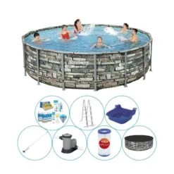Piscine Avec Accessoires - Bestway Power Steel Ronde 488x122 Cm