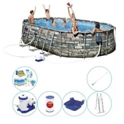 Piscine Avec Accessoires - Bestway Power Steel Stone Spa Jets 610x366x122 Cm