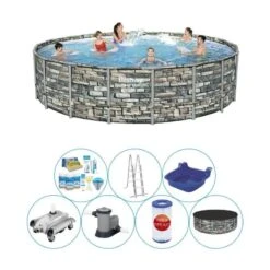 Piscine Avec Des Accessoires - Bestway Power Steel Ronde 549x132 Cm