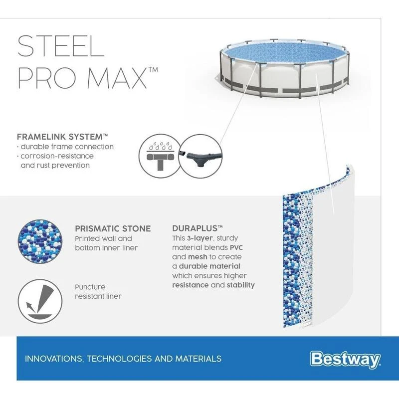 Piscine Bestway Steel Pro Max + Pompe à Filtre 366 Cm 7 Piscine Bestway Steel Pro Max + Pompe à Filtre 366 Cm – Image 7