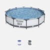 Bestway Piscine Tubulaire - Opalite Blanche - Piscine Ronde 3,6m Avec Pompe De