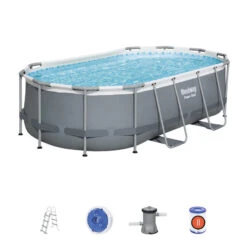 Bestway Piscine Tubulaire Power Steel Ovale 4,27 X 2,50 X 1,00 M