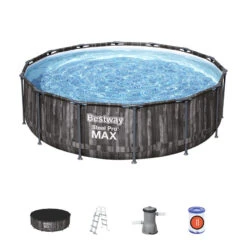 Bestway Piscine Tubulaire Steel Pro Max Décor Bois Ronde 4,27 X 1,07 M