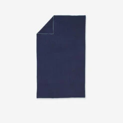 Serviette De Bain Microfibre à Rayures Bleu Foncé Taille L 80 X 130 Cm