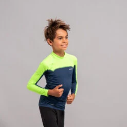 Équipement De Natation Boutique 26 Top Solaire Garçon Manche Longue Bleu Vert