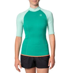 Top Thermique Néoprène 100 Manches Courtes Femme Turquoise -Équipement De Natation Boutique top thermique neoprene 100 manches courtes femme turquoise 2
